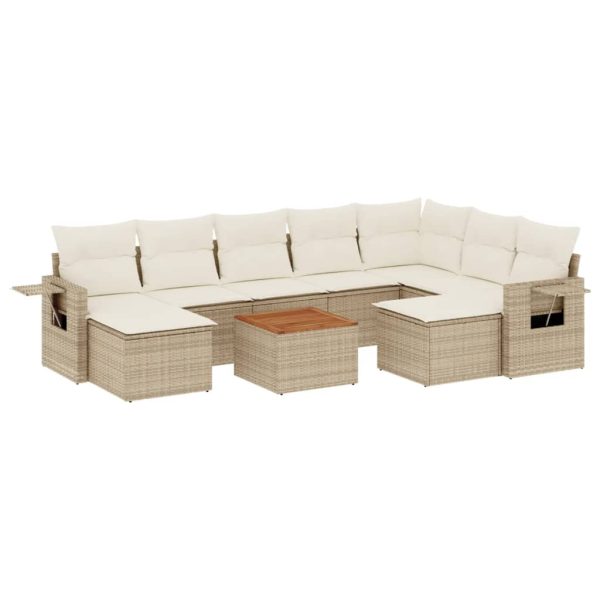 Set Divano Da Giardino 10 Pz Con Cuscini Beige In Polyrattan - Image 2