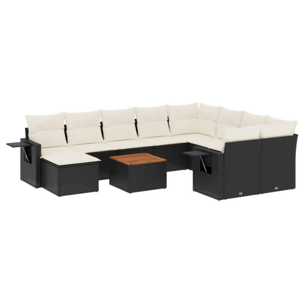 Set Divani Da Giardino 11 Pz Con Cuscini In Polyrattan Nero - Image 2
