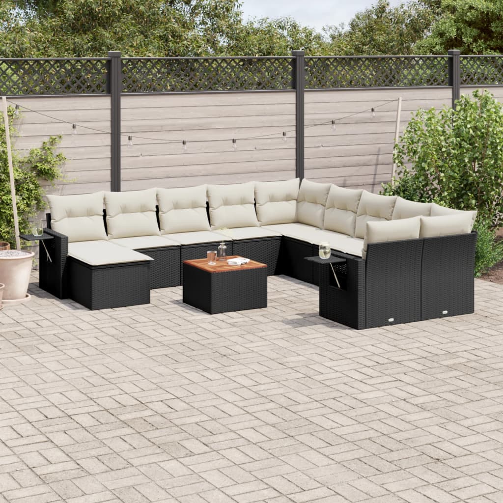 Set Divani Da Giardino 12 Pz Con Cuscini Nero In Polyrattan