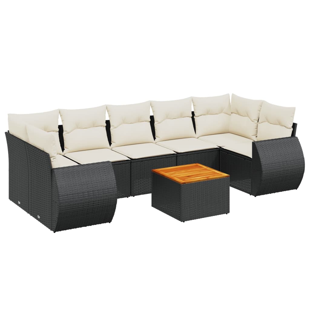 Set Divani Da Giardino Con Cuscini 8 Pz Nero In Polyrattan - Image 2