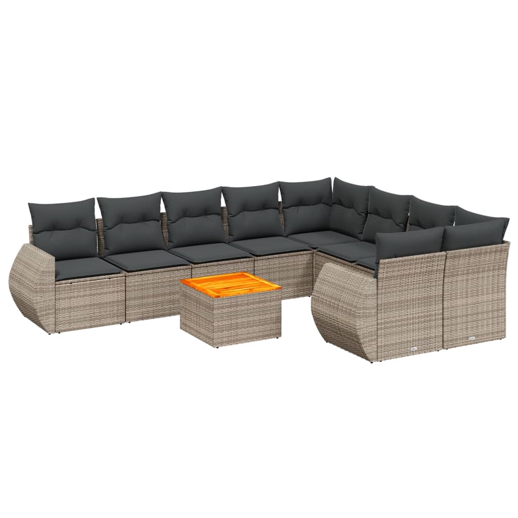 Set Divano Da Giardino 10 Pz Con Cuscini Grigio In Polyrattan - Image 2