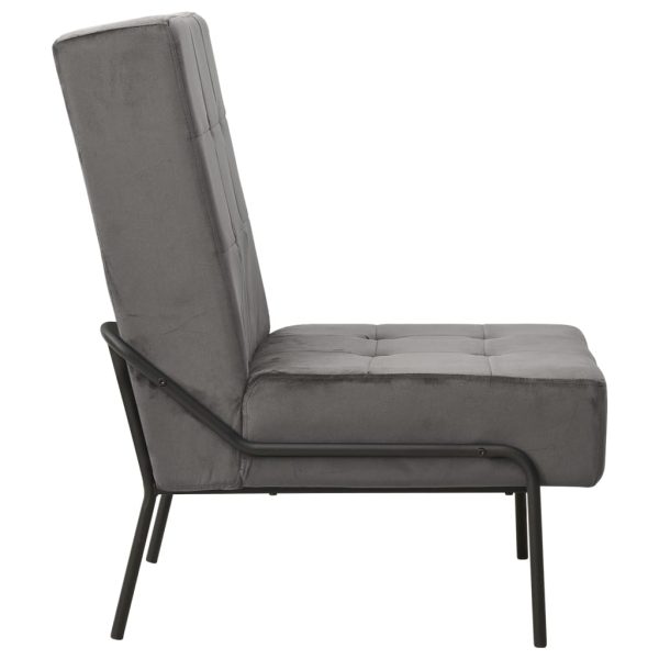 Poltrona Relax 65x79x87 Cm Grigio Scuro In Velluto - Image 3