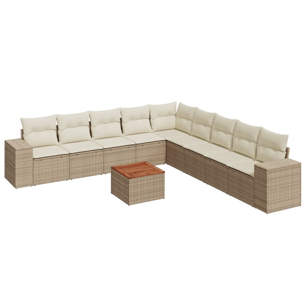 Set Divano Da Giardino 10 Pz Con Cuscini Beige In Polyrattan - Image 2