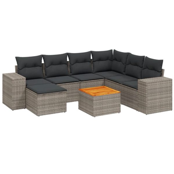 Set Divano Da Giardino 8 Pz Con Cuscini Grigio In Polyrattan - Image 2