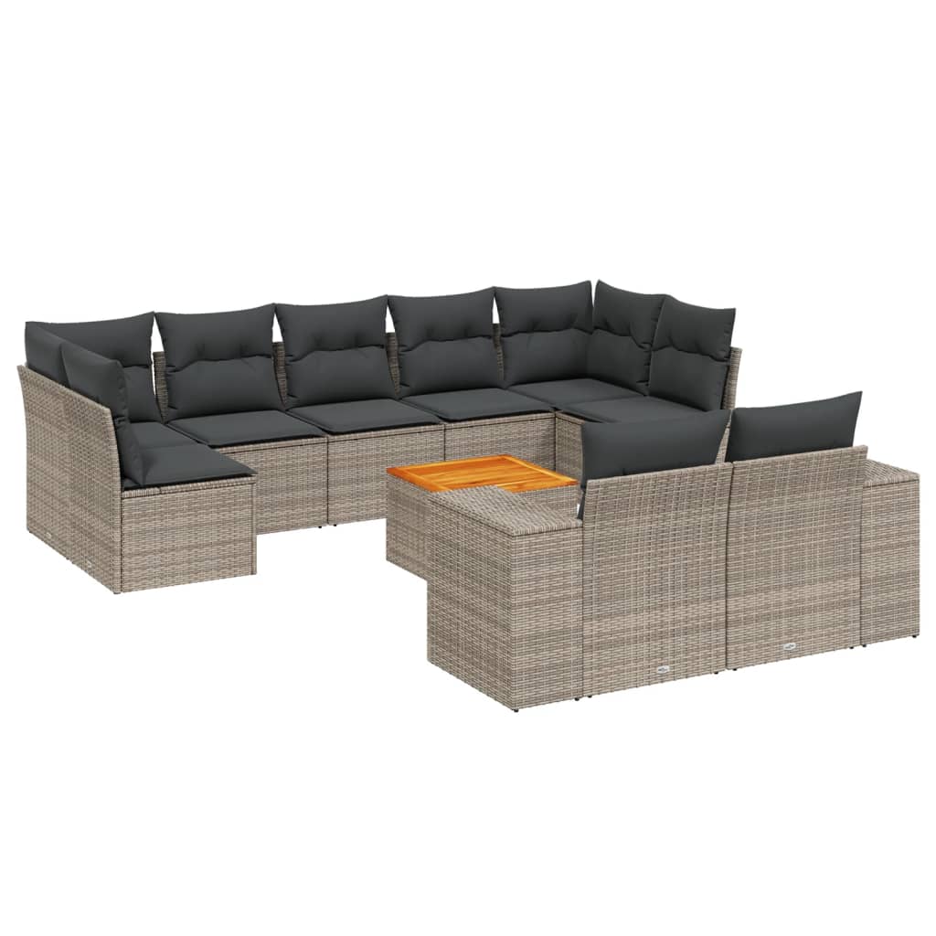 Set Divano Da Giardino 10 Pz Con Cuscini Grigio In Polyrattan - Image 2