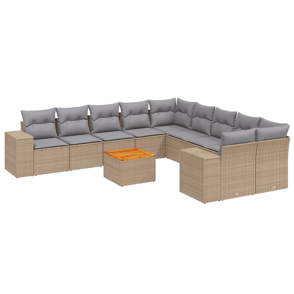 Set Divani Da Giardino 11 Pz Con Cuscini Beige In Polyrattan - Image 2
