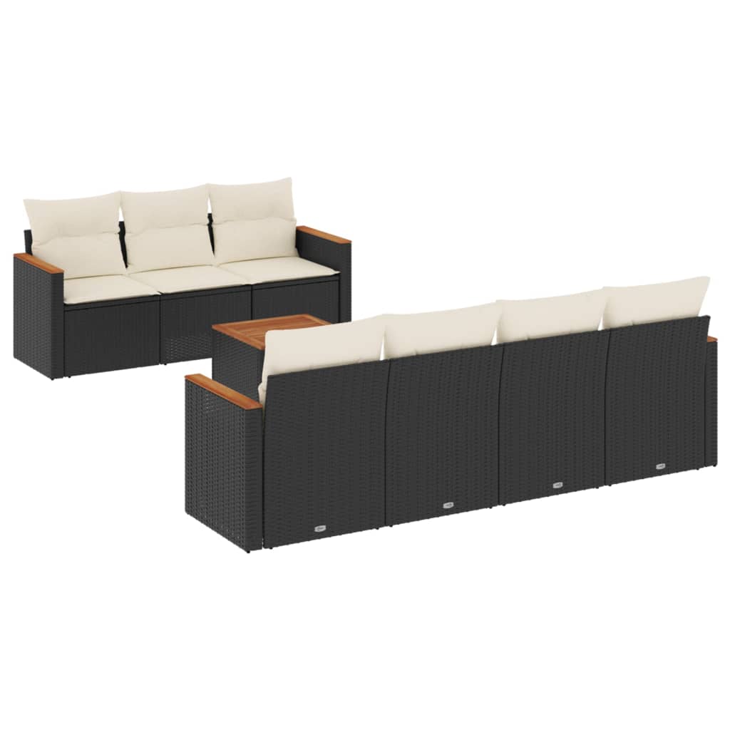 Set Divani Da Giardino Con Cuscini 8 Pz Nero In Polyrattan - Image 2