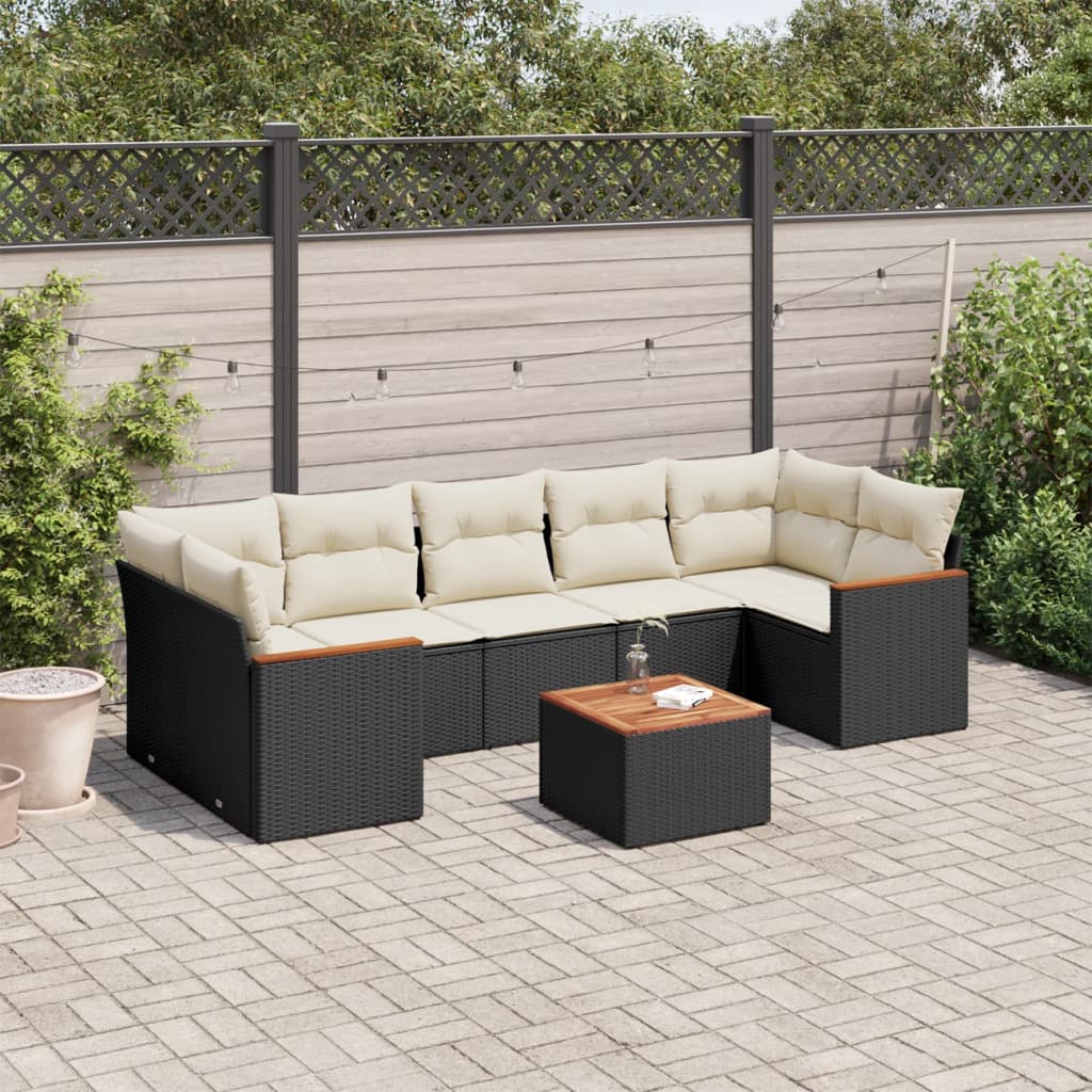 Set Divani Da Giardino Con Cuscini 8 Pz Nero In Polyrattan