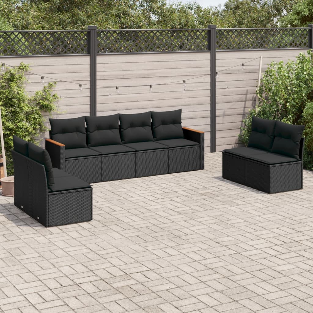 Set Divani Da Giardino Con Cuscini 8 Pz Nero In Polyrattan