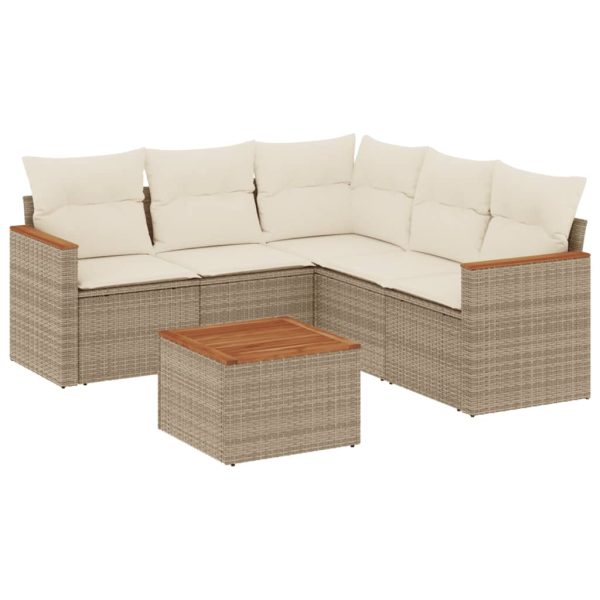 Set Divano Da Giardino 6 Pz Con Cuscini Beige In Polyrattan - Image 2