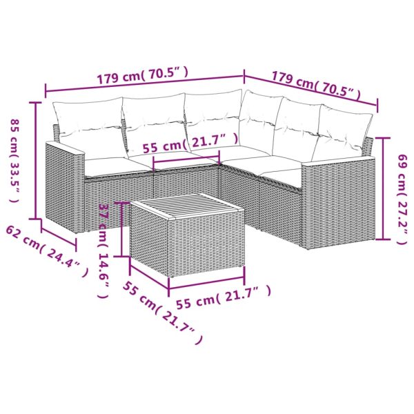 Set Divano Da Giardino 6 Pz Con Cuscini Beige In Polyrattan - Image 3