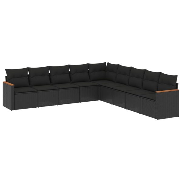 Set Divani Da Giardino 9 Pz Con Cuscini Nero In Polyrattan - Image 2