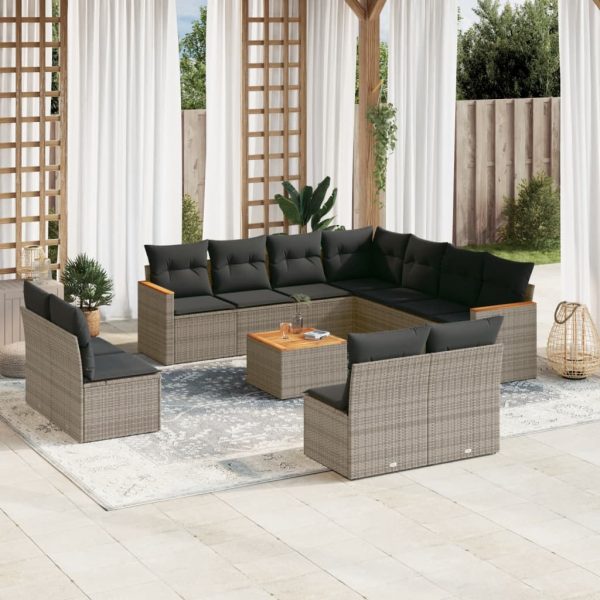 Set Divani Da Giardino 12 Pz Con Cuscini Grigio In Polyrattan