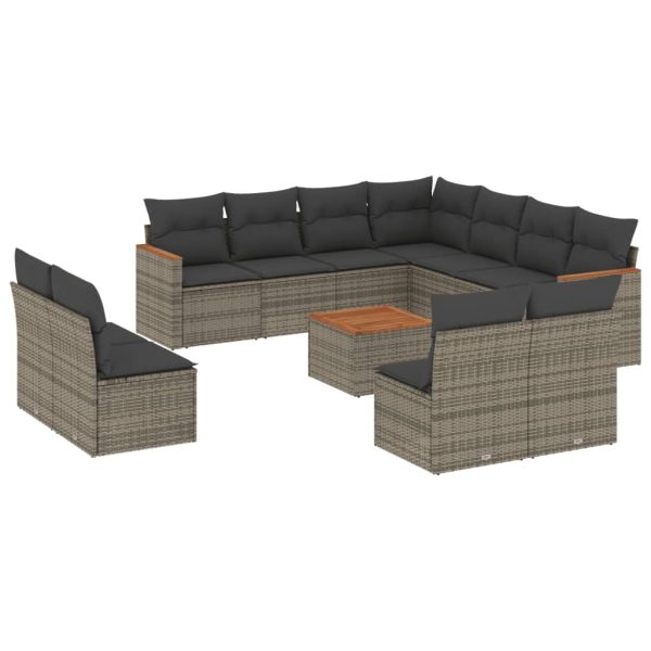 Set Divani Da Giardino 12 Pz Con Cuscini Grigio In Polyrattan - Image 2
