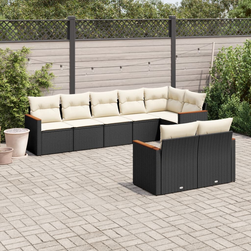 Set Divani Da Giardino Con Cuscini 8 Pz Nero In Polyrattan