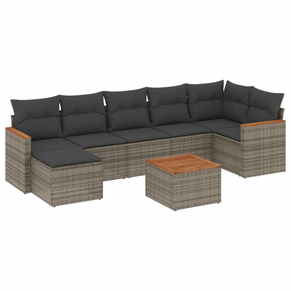 Set Divano Da Giardino 8 Pz Con Cuscini Grigio In Polyrattan - Image 2