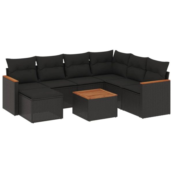Set Divani Da Giardino Con Cuscini 8 Pz Nero In Polyrattan - Image 2