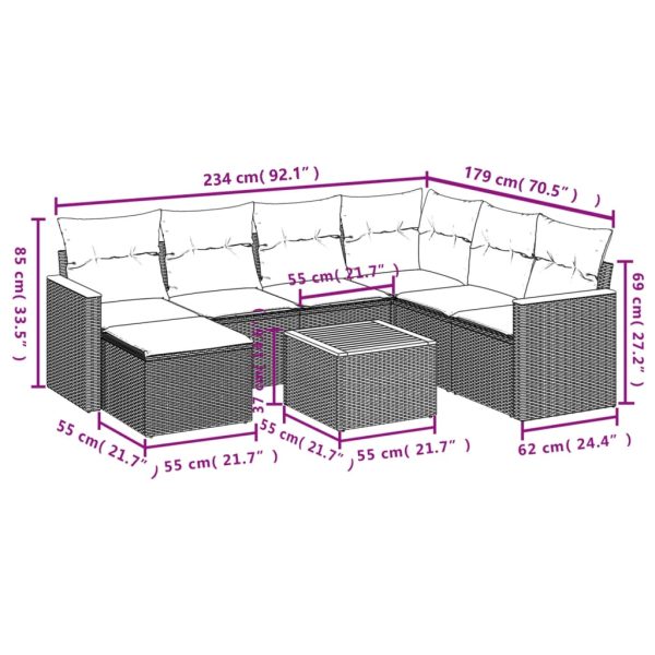Set Divani Da Giardino Con Cuscini 8 Pz Nero In Polyrattan - Image 3