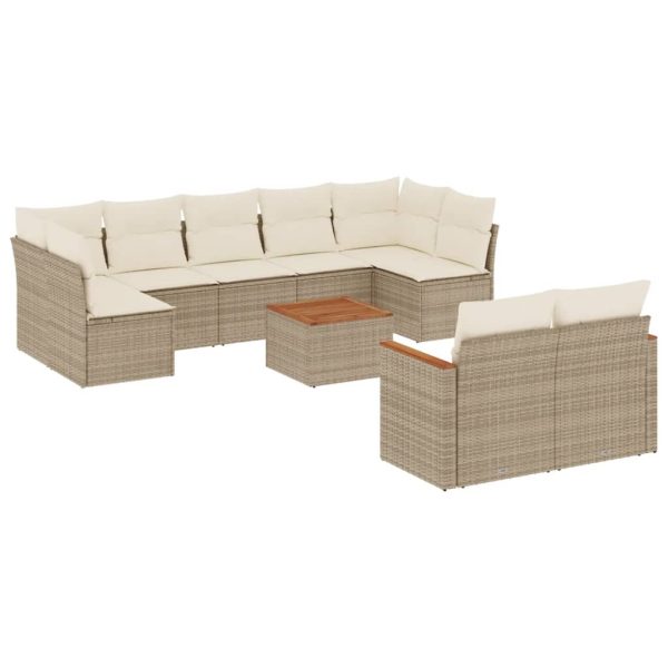 Set Divano Da Giardino 10 Pz Con Cuscini Beige In Polyrattan - Image 2
