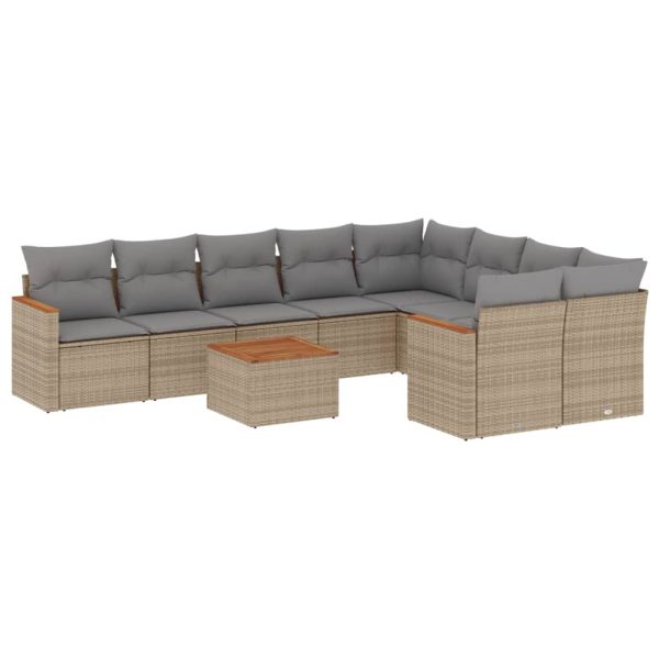 Set Divano Da Giardino 10 Pz Con Cuscini Beige In Polyrattan - Image 2