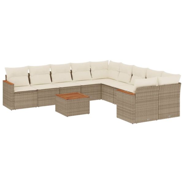 Set Divani Da Giardino 11 Pz Con Cuscini Beige In Polyrattan - Image 2