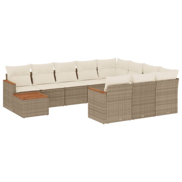 Set Divani Da Giardino 11 Pz Con Cuscini Beige In Polyrattan - Image 2