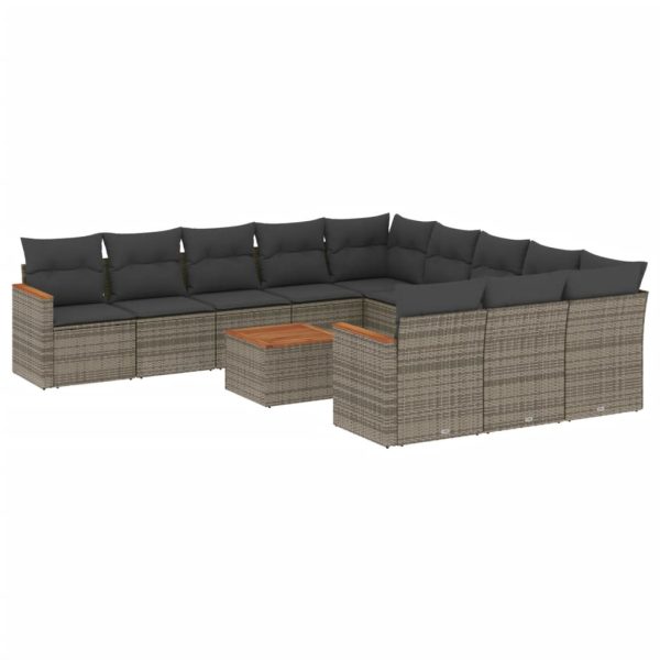 Set Divani Da Giardino 12 Pz Con Cuscini Grigio In Polyrattan - Image 2
