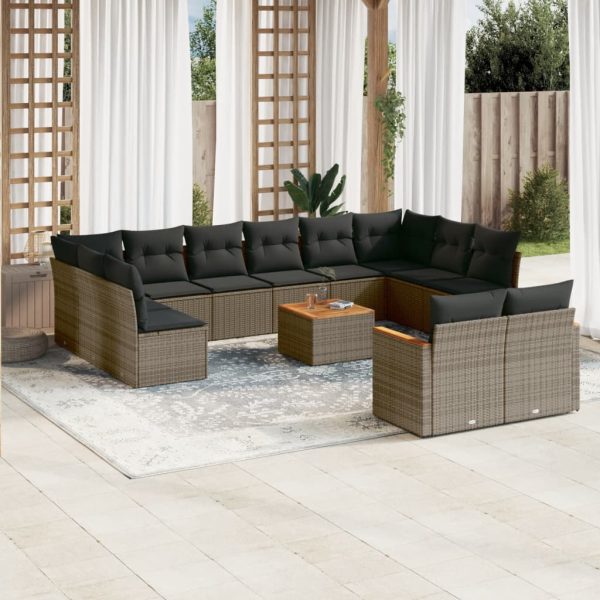 Set Divani Da Giardino 13 Pz Con Cuscini Grigio In Polyrattan
