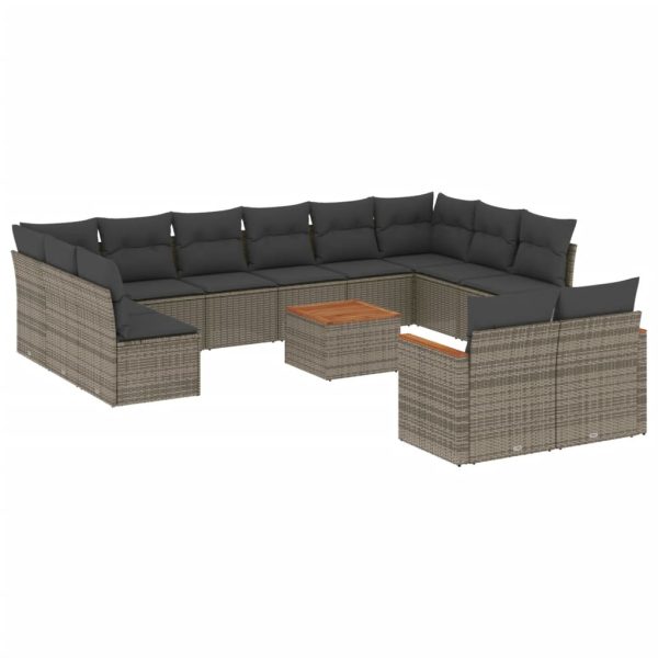 Set Divani Da Giardino 13 Pz Con Cuscini Grigio In Polyrattan - Image 2