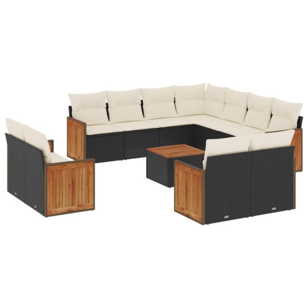 Set Divani Da Giardino 12 Pz Con Cuscini Nero In Polyrattan - Image 2