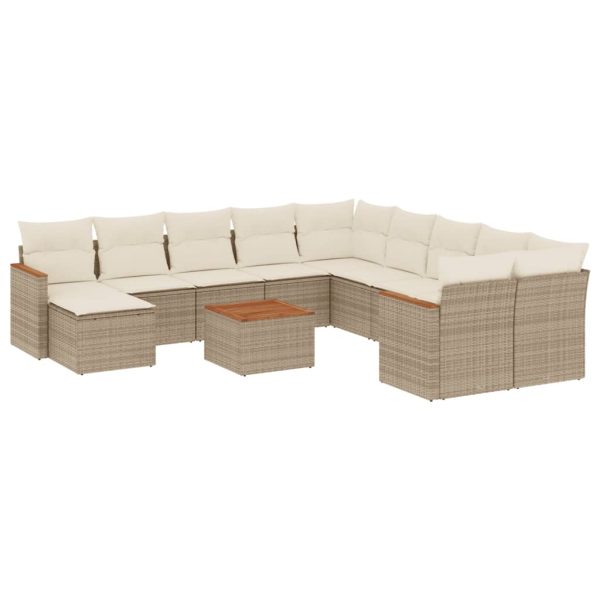 Set Divani Da Giardino 12 Pz Con Cuscini Beige In Polyrattan - Image 2