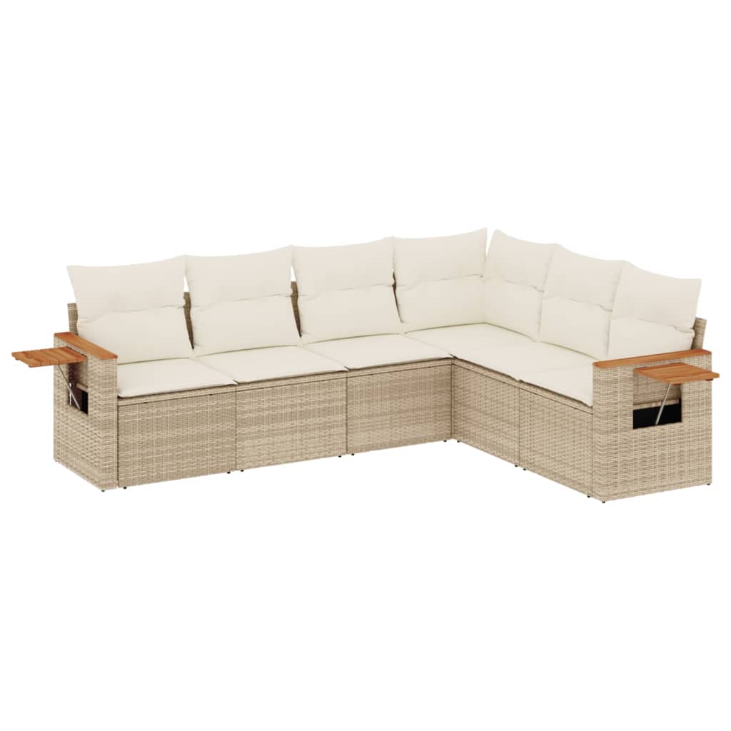 Set Divano Da Giardino 6 Pz Con Cuscini Beige In Polyrattan - Image 2