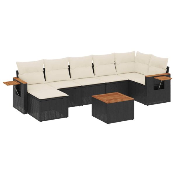 Set Divani Da Giardino Con Cuscini 8 Pz Nero In Polyrattan - Image 2