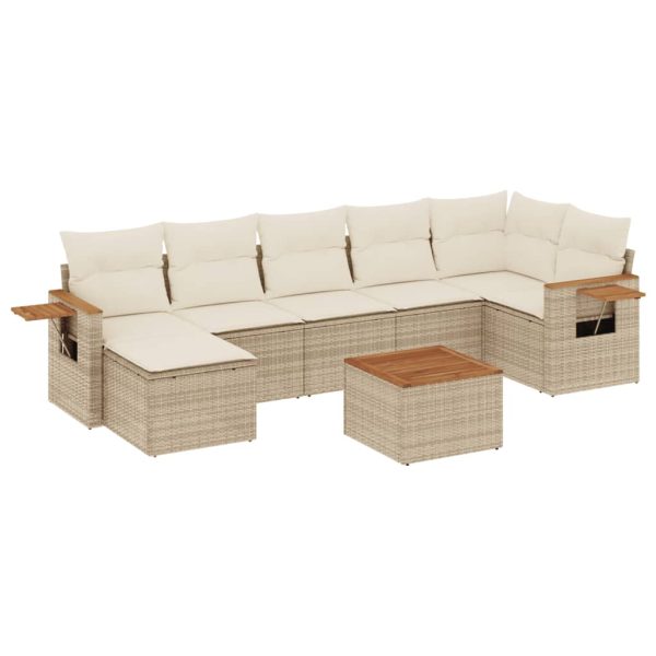 Set Divano Da Giardino 8 Pz Con Cuscini Beige In Polyrattan - Image 2