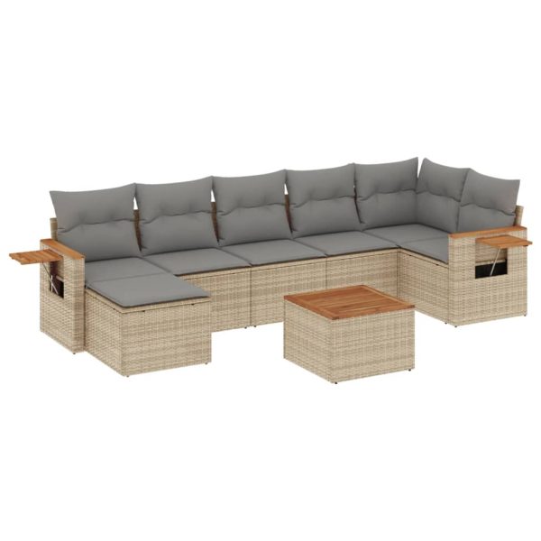 Set Divano Da Giardino 8 Pz Con Cuscini Beige In Polyrattan - Image 2