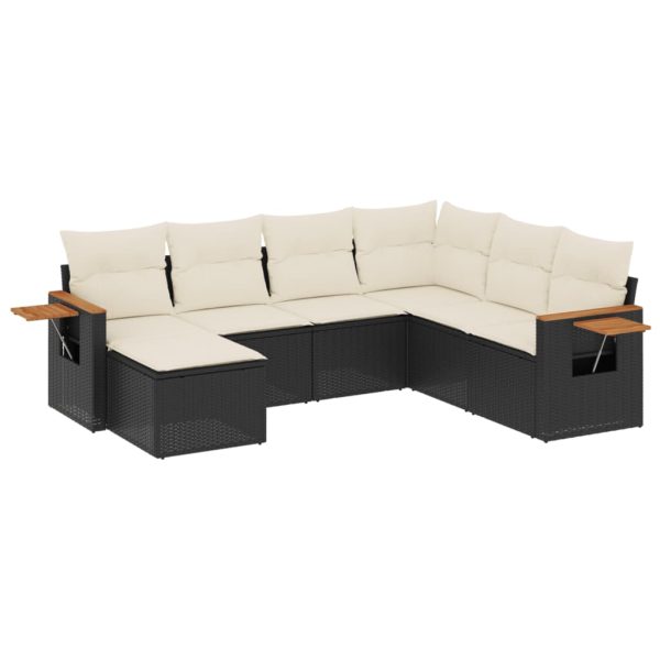 Set Divani Da Giardino Con Cuscini 7pz Nero Polyrattan - Image 2