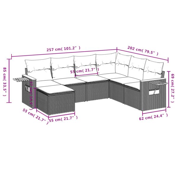 Set Divani Da Giardino Con Cuscini 7pz Nero Polyrattan - Image 3