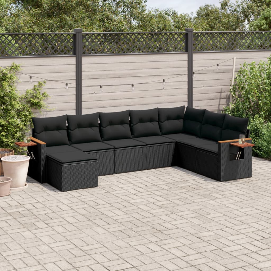 Set Divani Da Giardino Con Cuscini 8 Pz Nero In Polyrattan