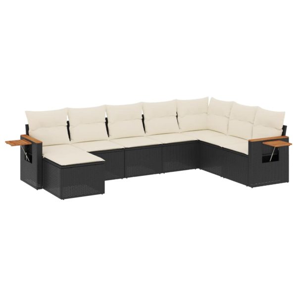 Set Divani Da Giardino Con Cuscini 8 Pz Nero In Polyrattan - Image 2