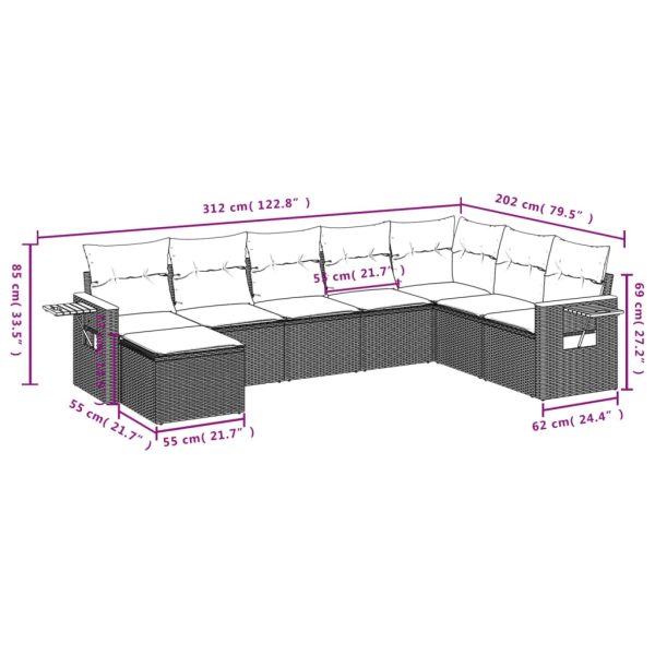 Set Divani Da Giardino Con Cuscini 8 Pz Nero In Polyrattan - Image 3