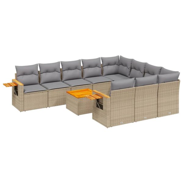 Set Divani Da Giardino 11 Pz Con Cuscini Beige In Polyrattan - Image 2