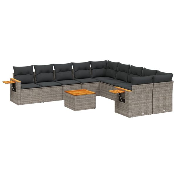 Set Divani Da Giardino 11 Pz Con Cuscini In Polyrattan Grigio - Image 2