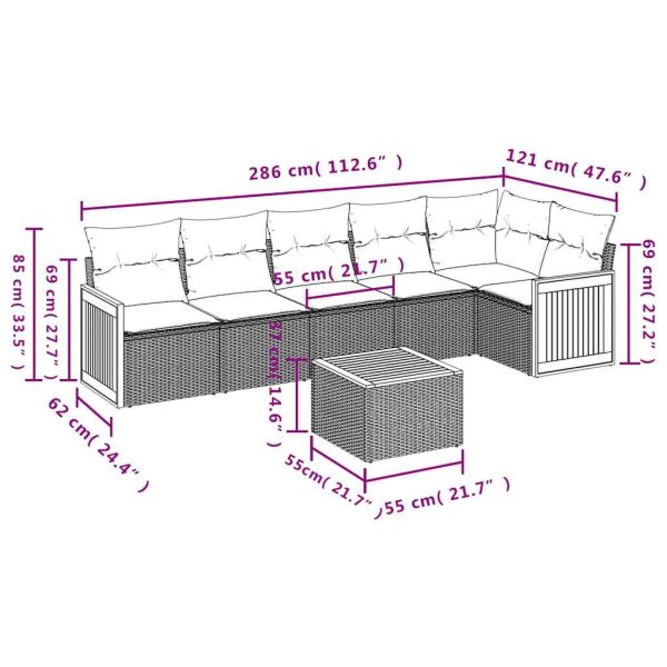 Set Divani Da Giardino Con Cuscini 7pz Nero Polyrattan - Image 3