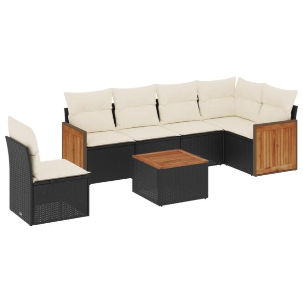 Set Divani Da Giardino Con Cuscini 7pz Nero Polyrattan - Image 2