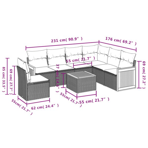 Set Divani Da Giardino 7 Pz Con Cuscini Beige In Polyrattan - Image 3