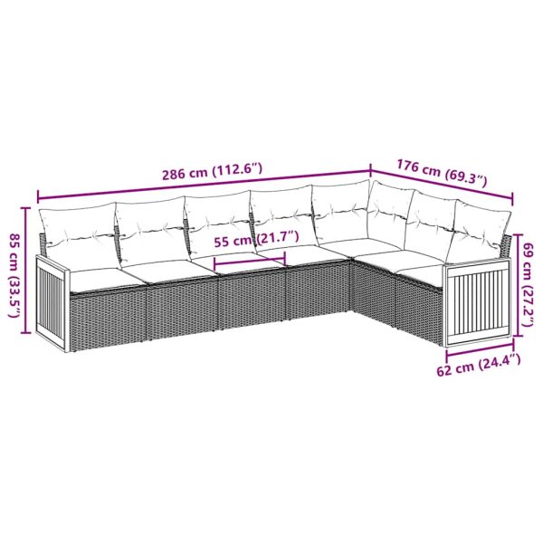 Set Divani Da Giardino 7 Pz Con Cuscini Beige In Polyrattan - Image 3