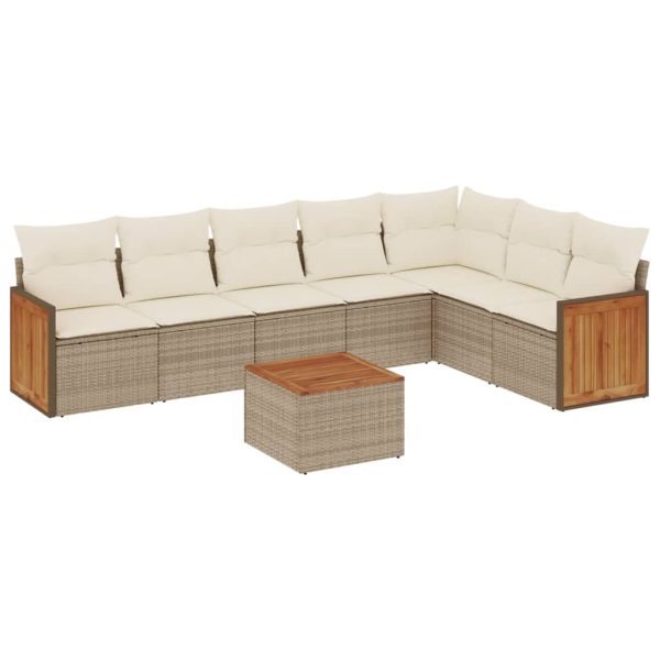 Set Divano Da Giardino 8 Pz Con Cuscini Beige In Polyrattan - Image 2