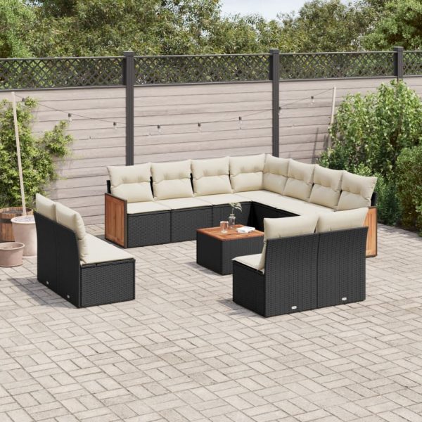 Set Divani Da Giardino 12 Pz Con Cuscini Nero In Polyrattan
