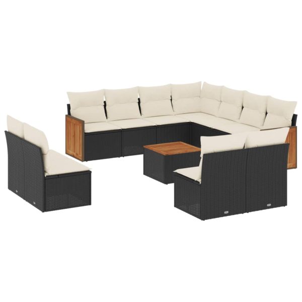 Set Divani Da Giardino 12 Pz Con Cuscini Nero In Polyrattan - Image 2