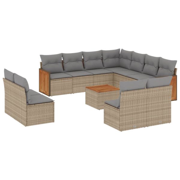 Set Divani Da Giardino 12 Pz Con Cuscini Beige In Polyrattan - Image 2